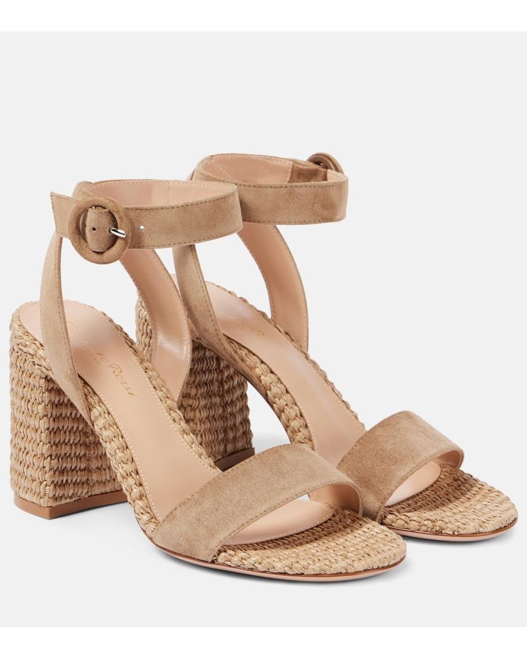 Gianvito Rossi Natural 85 Suede Espadrille Sandals