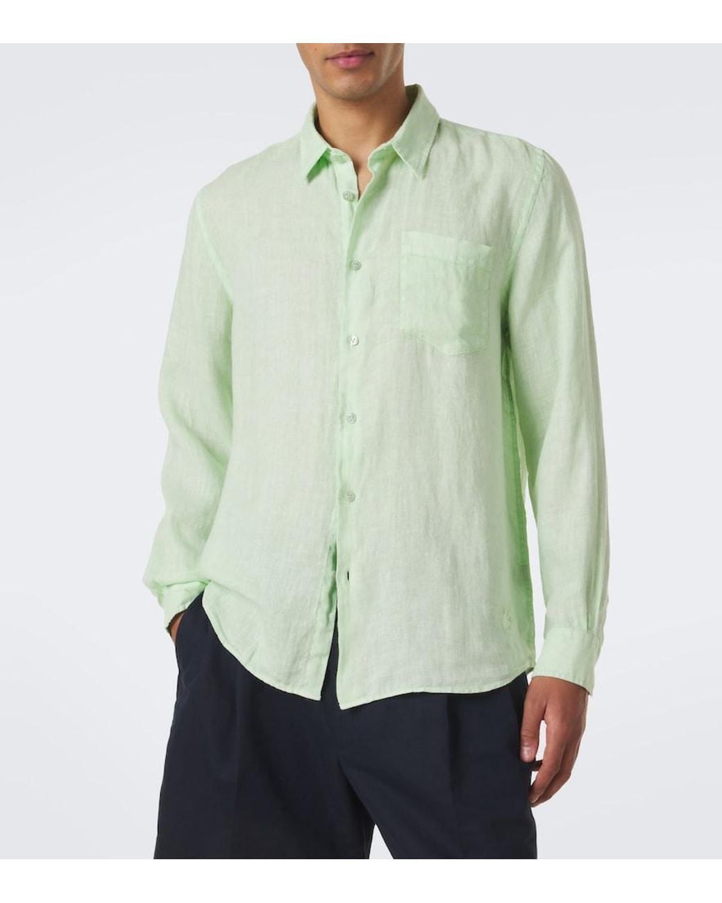 Vilebrequin Green Caroubis Linen Shirt for men