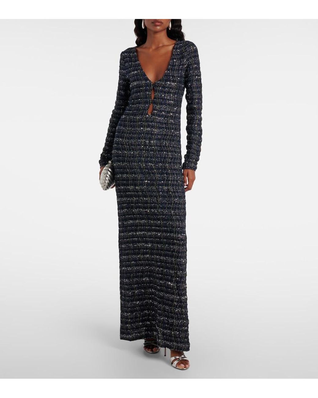Missoni Cutout Knitted Tweed Maxi Dress in Black | Lyst