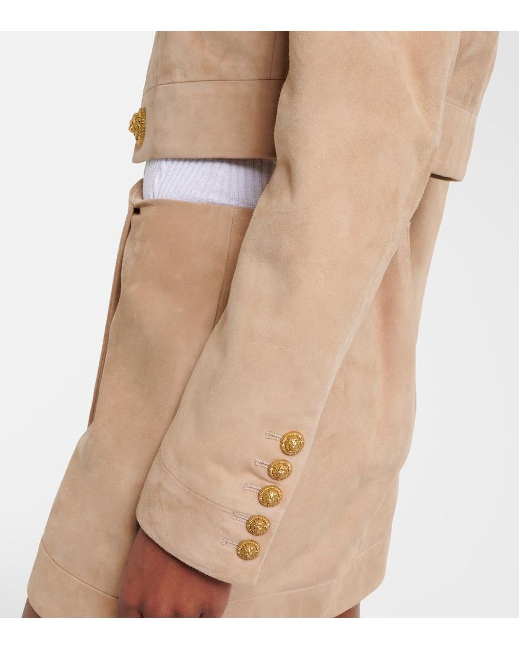 Balmain Natural Suede Cropped Jacket