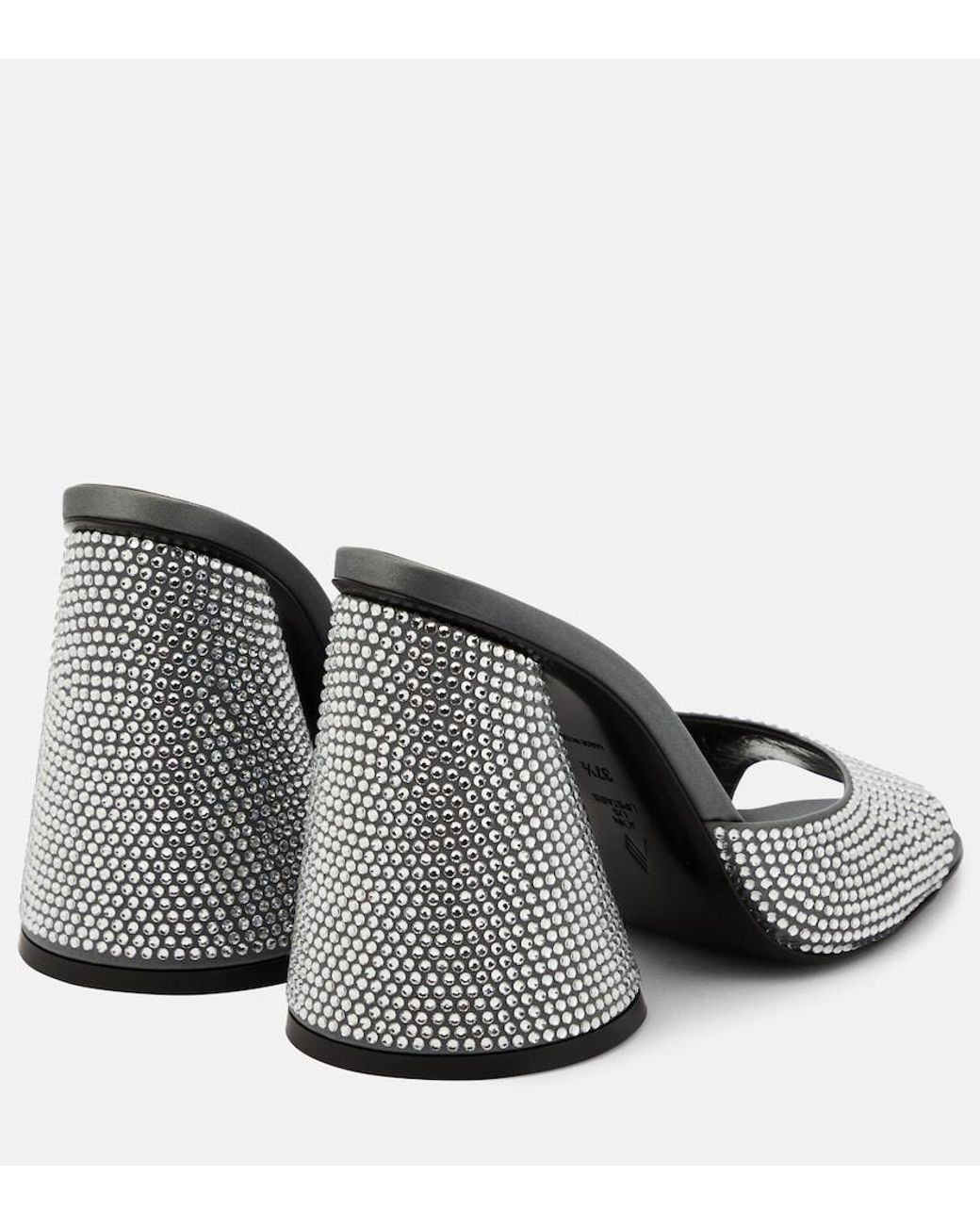 The Attico Black Luz Crystal-Embellished Leather Mules