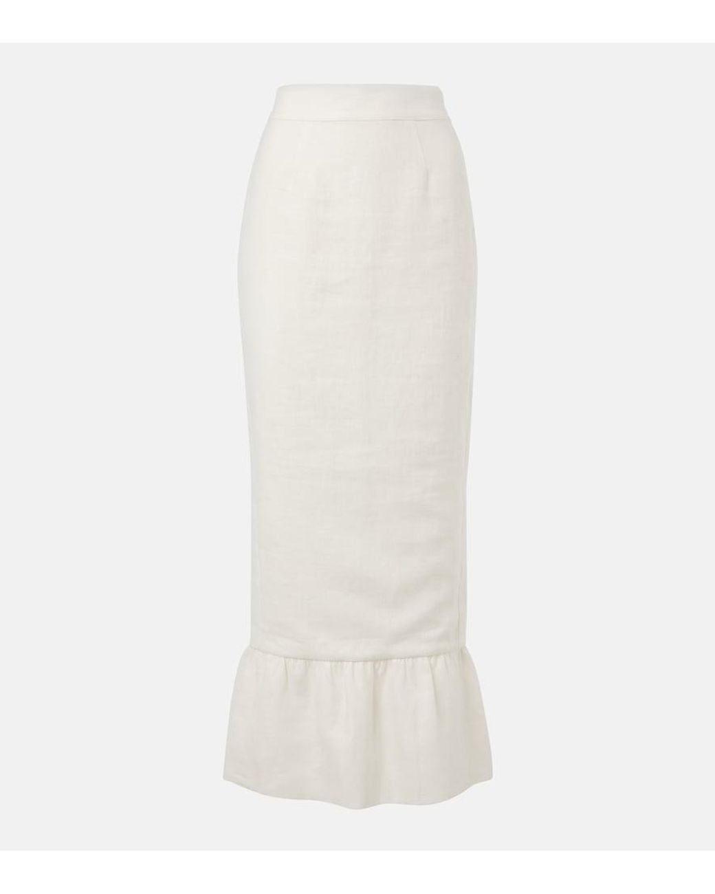 Posse White Matilda Tiered Linen Pencil Skirt