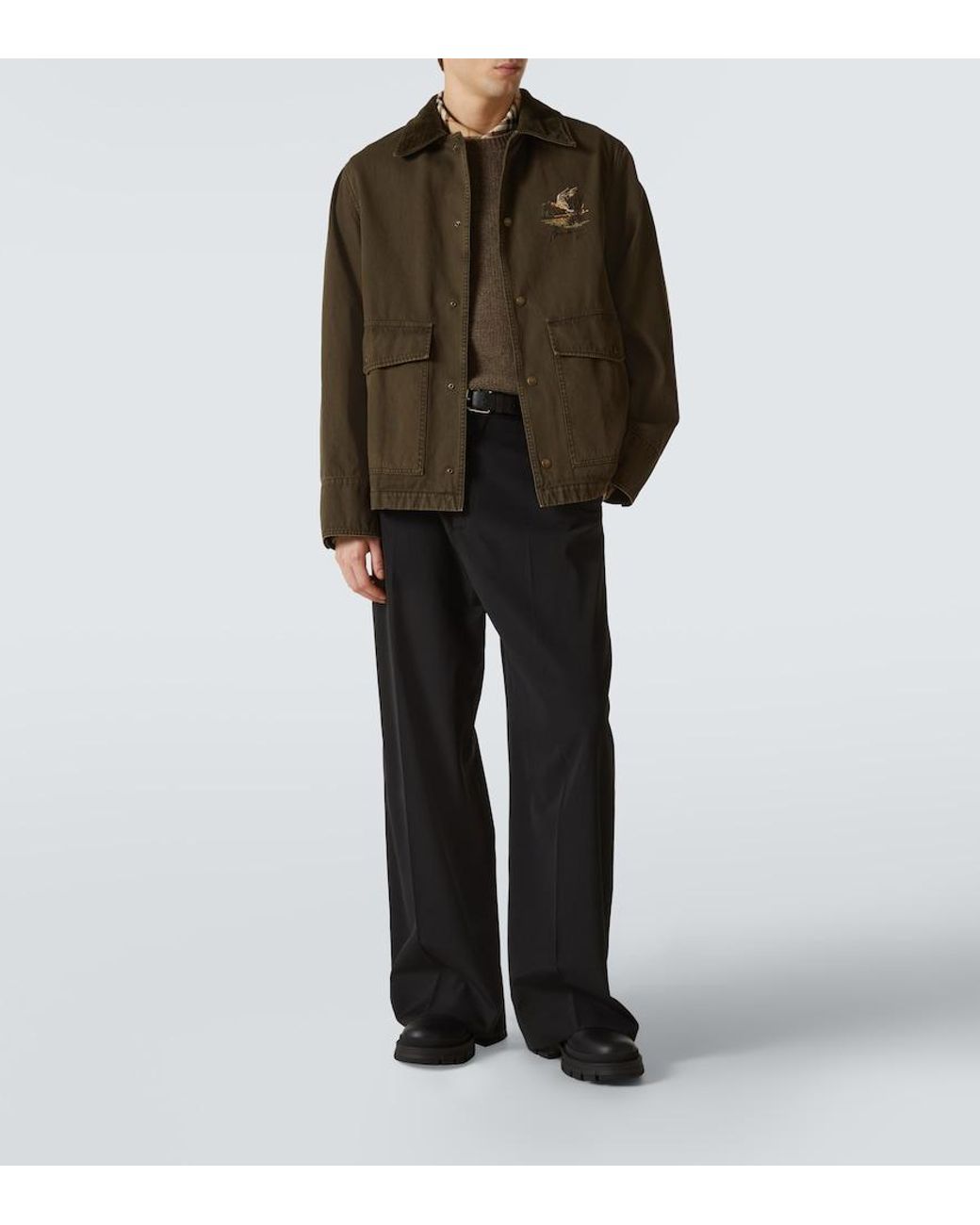 Burberry Green Corduroy-Trimmed Cotton Twill Field Jacket for men