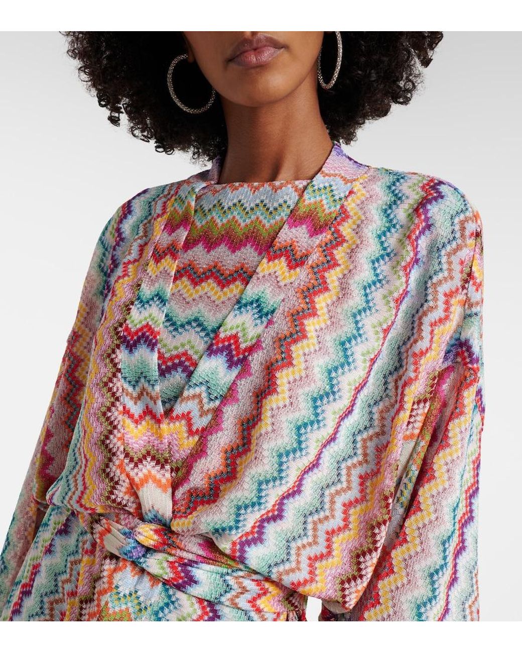 Missoni White Zigzag Oversized Lame Wrap Cardigan