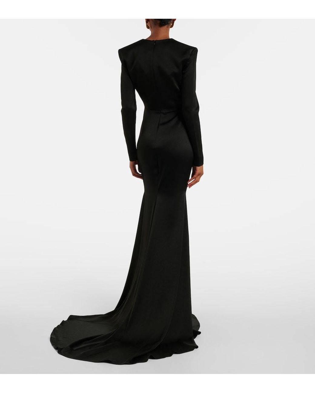 Alex Perry Black Satin Crepe Gown