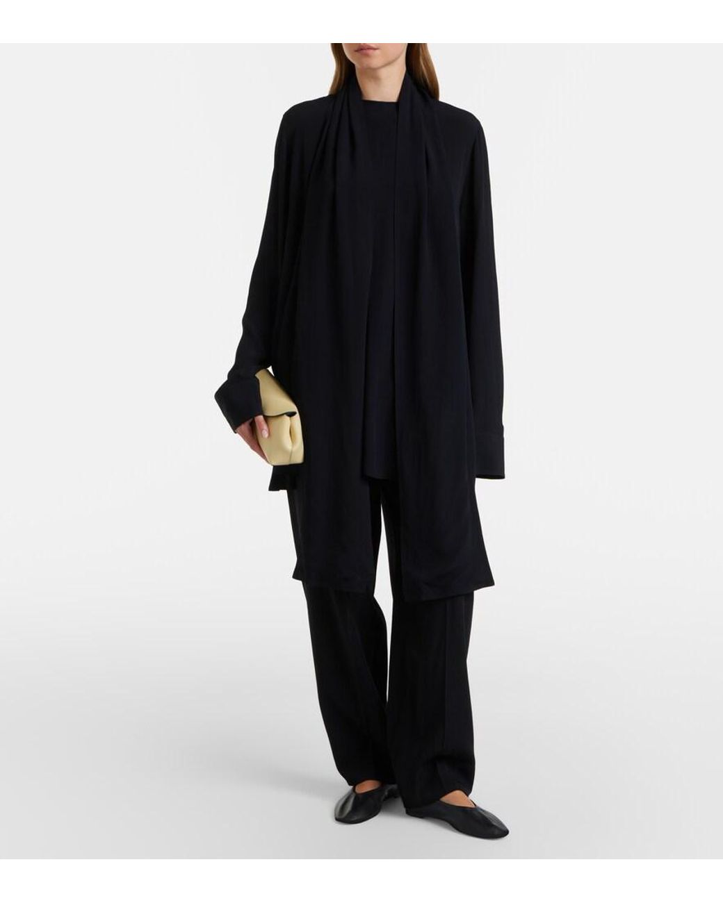 Totême Black Scarf-Detail Blouse