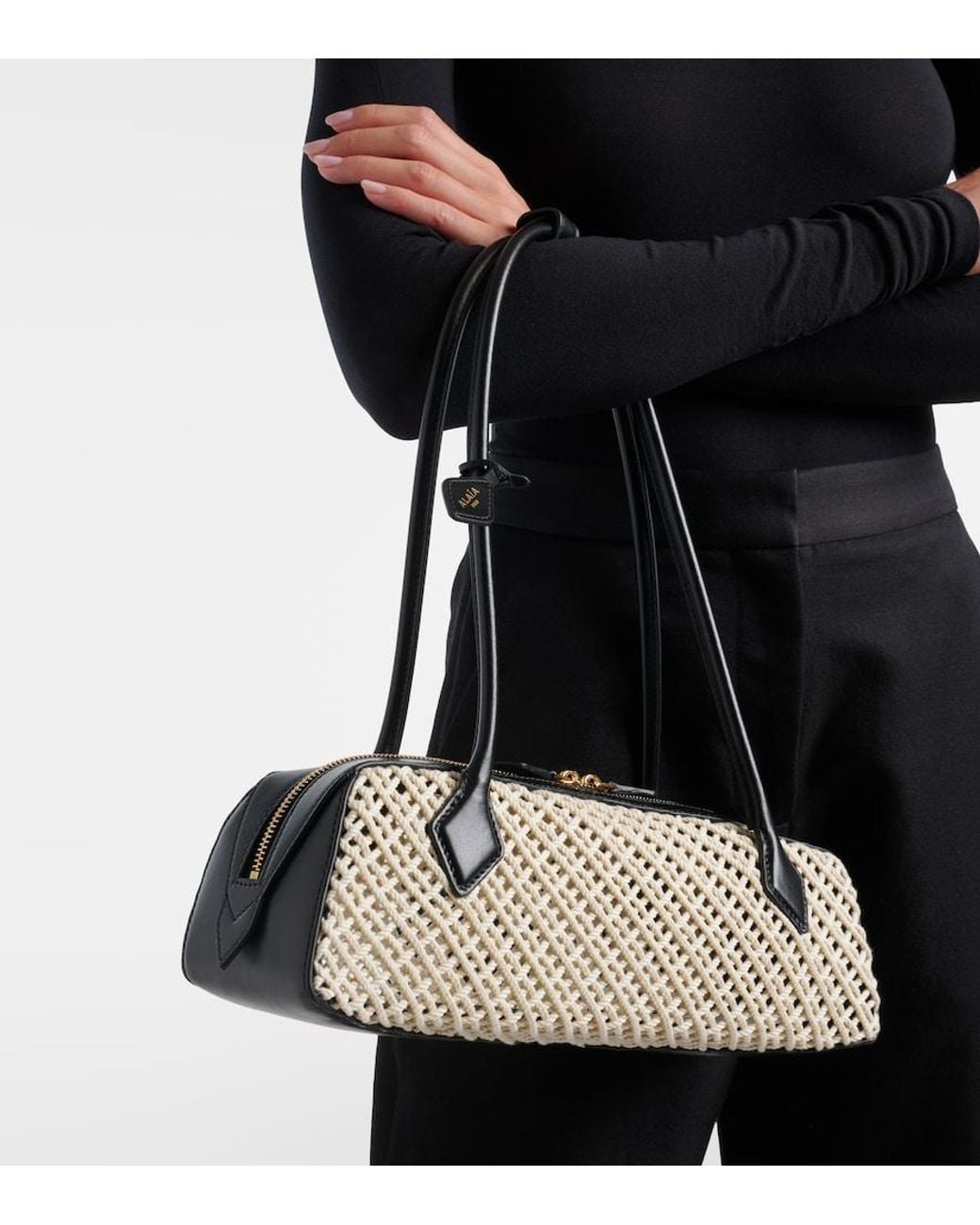 Alaïa Natural Le Teckel Medium Woven Shoulder Bag