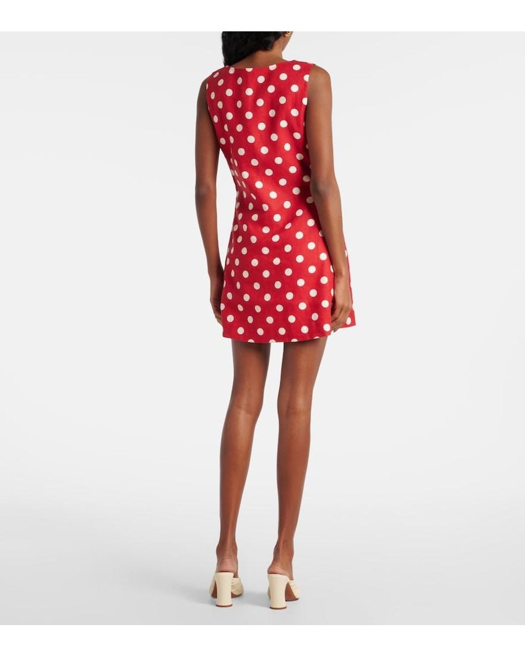 Posse Red Alice Polka-Dot Linen Minidress