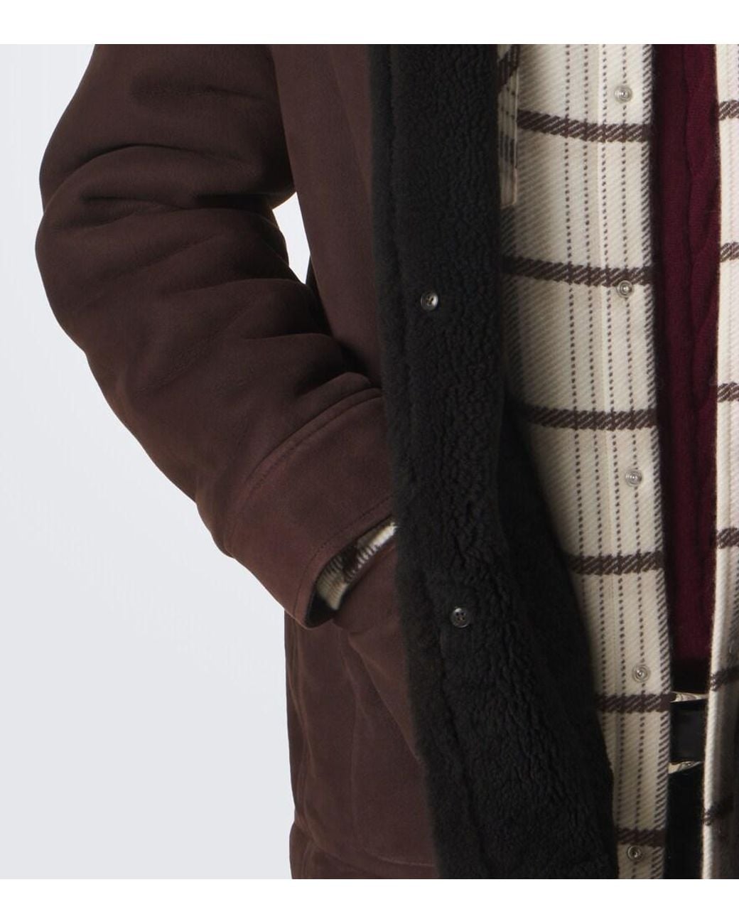 Yves Salomon Brown Shearling-Lined Suede Jacket for men
