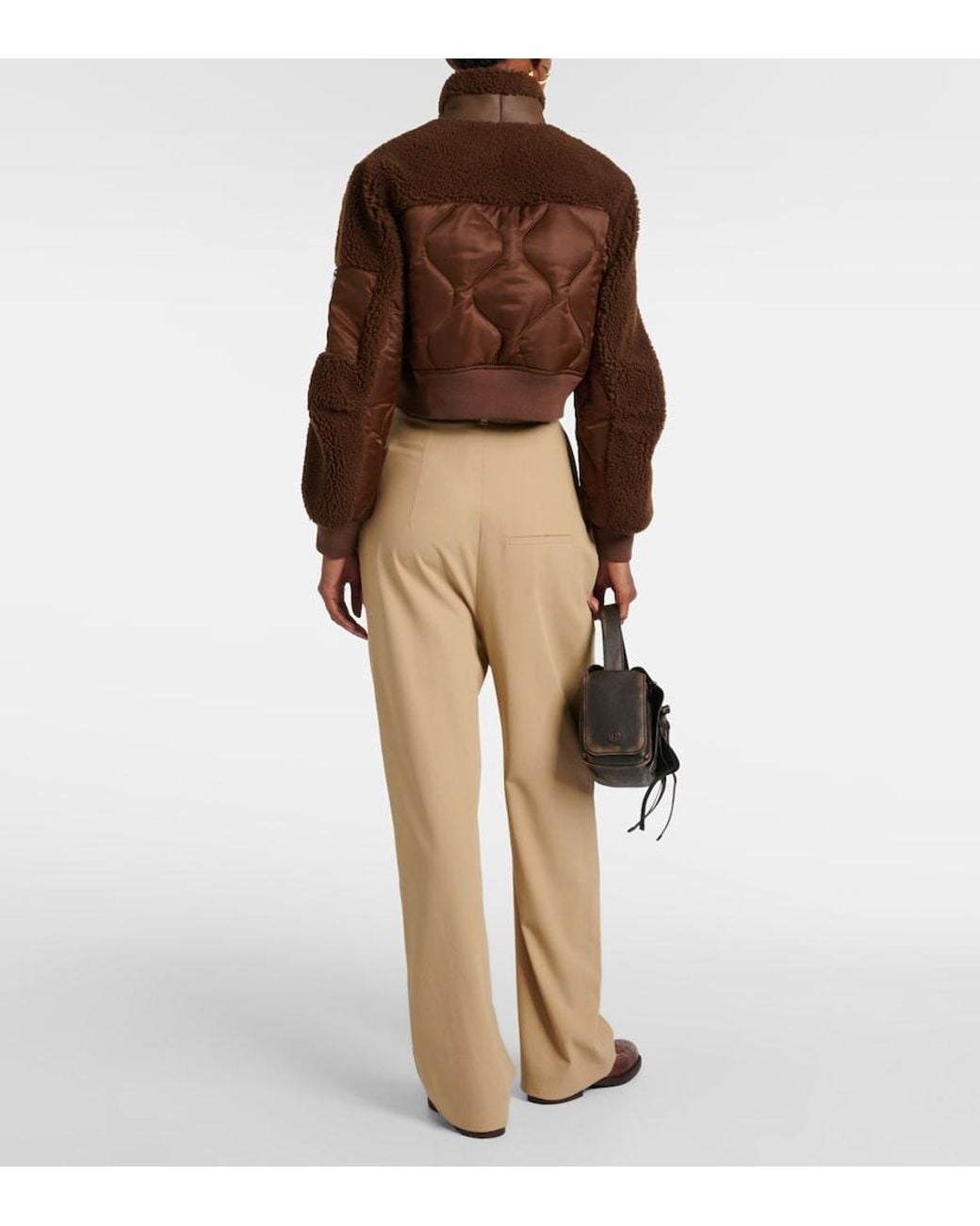 Blancha Brown Quilted Shearling Bomber Jacket