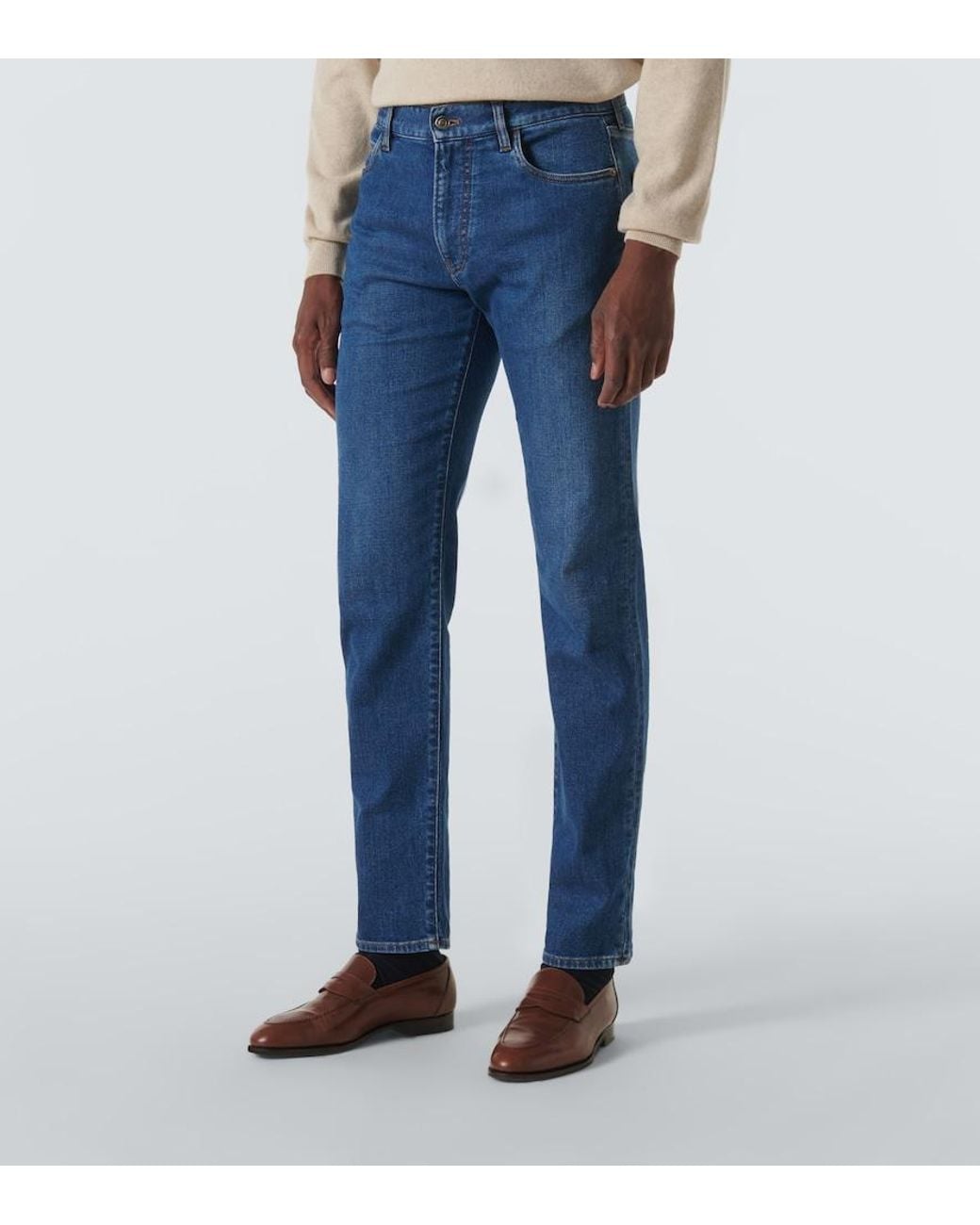 Loro Piana Blue Quarona Slim Jeans for men