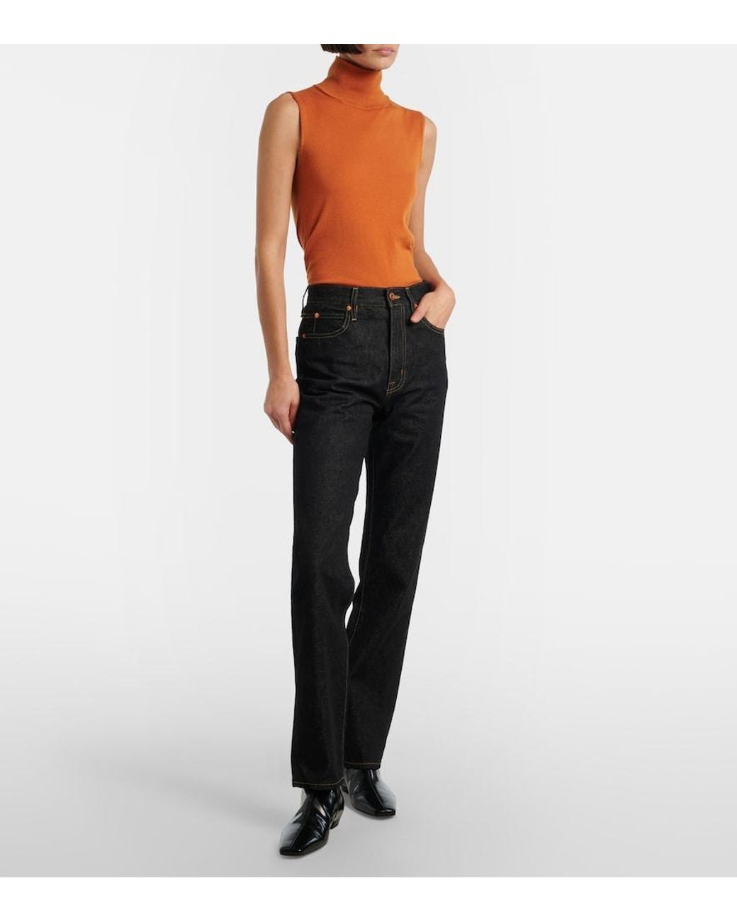 SLVRLAKE Denim Black London High-Rise Straight Jeans