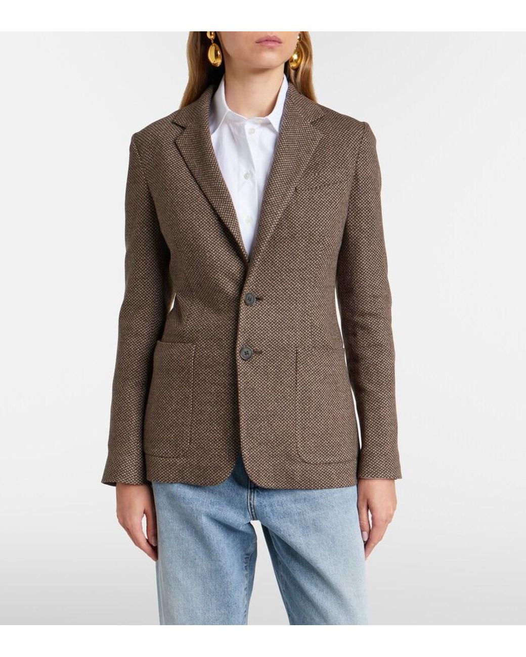 Ralph Lauren Brown Hailey Wool, Silk, And Cashmere Blazer