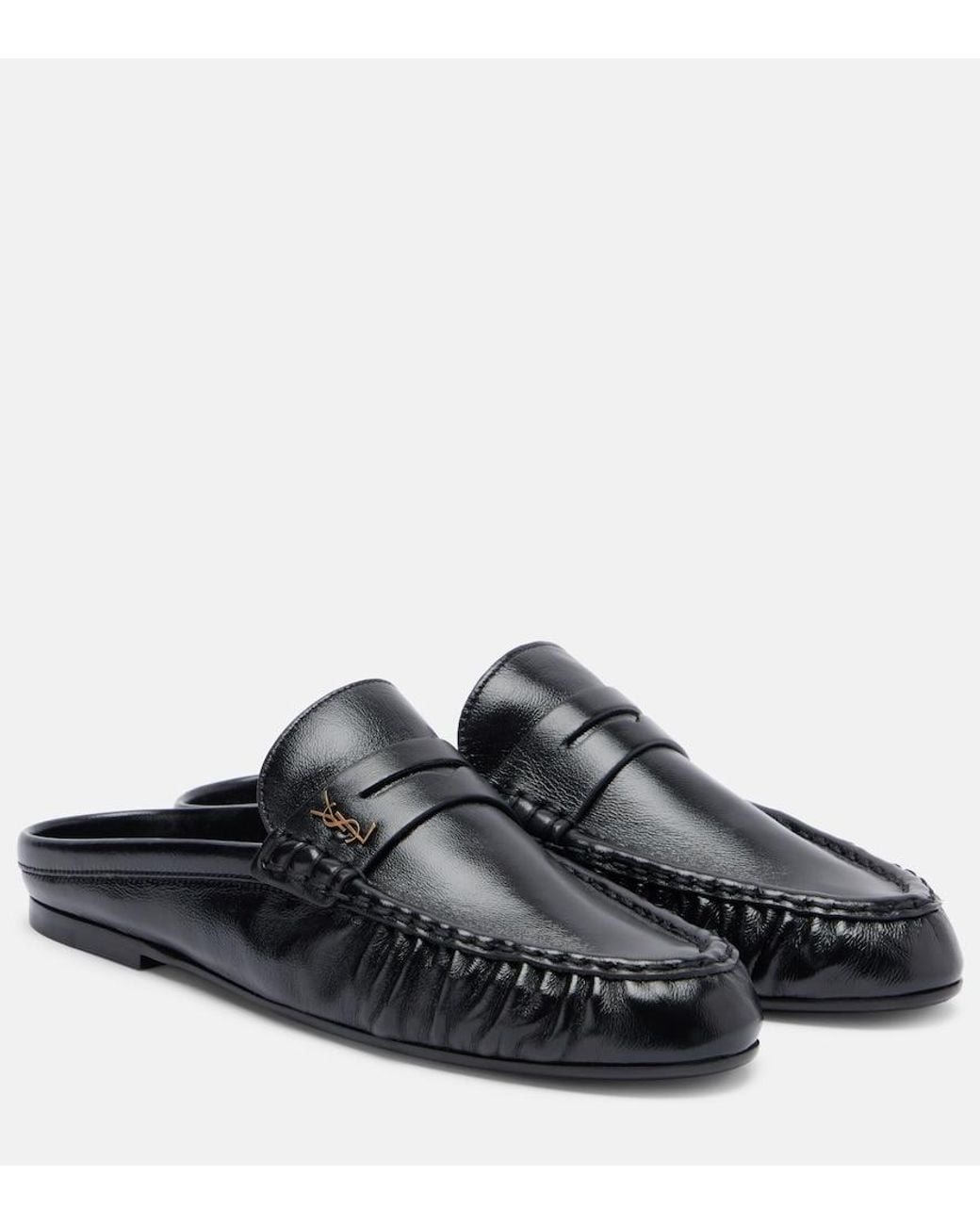 Saint Laurent Black Le Loafer Leather Mules