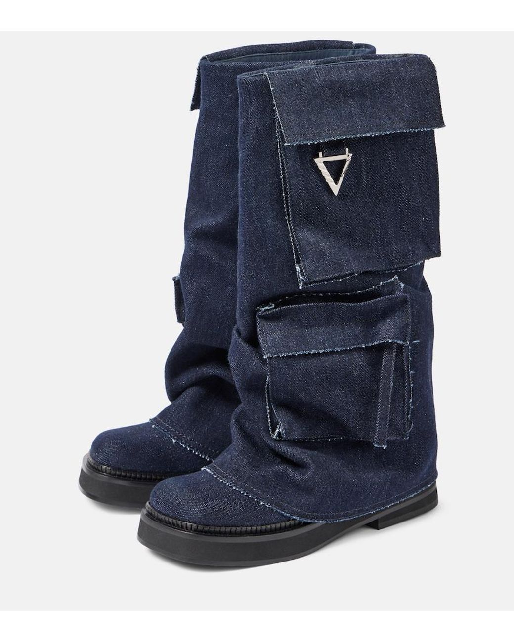 The Attico Blue Robin Denim Combat Boots