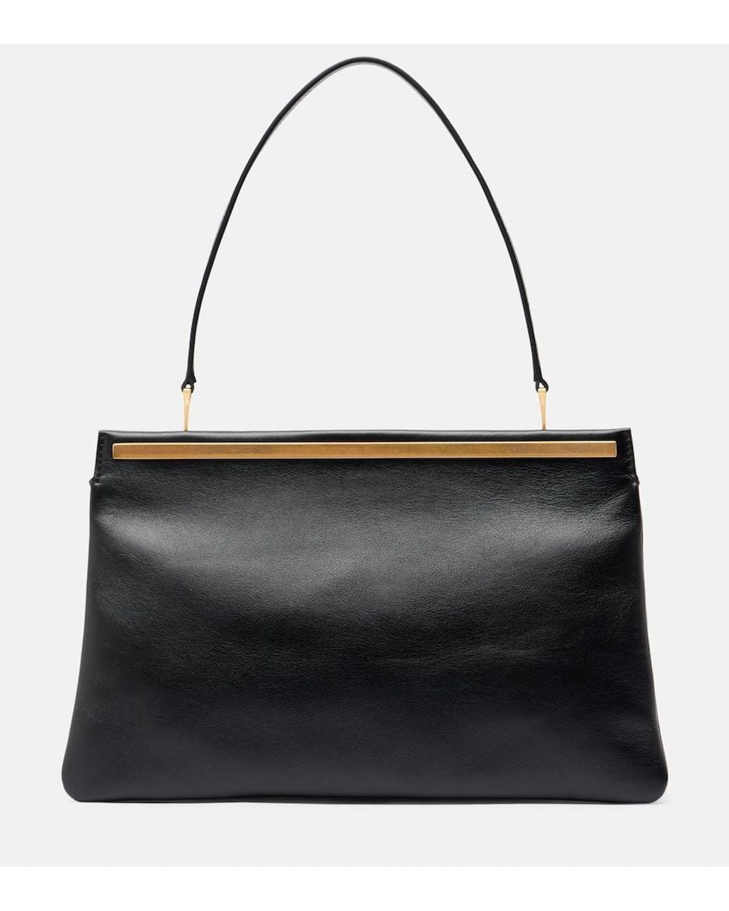 The Row Black Elise Medium Leather Shoulder Bag