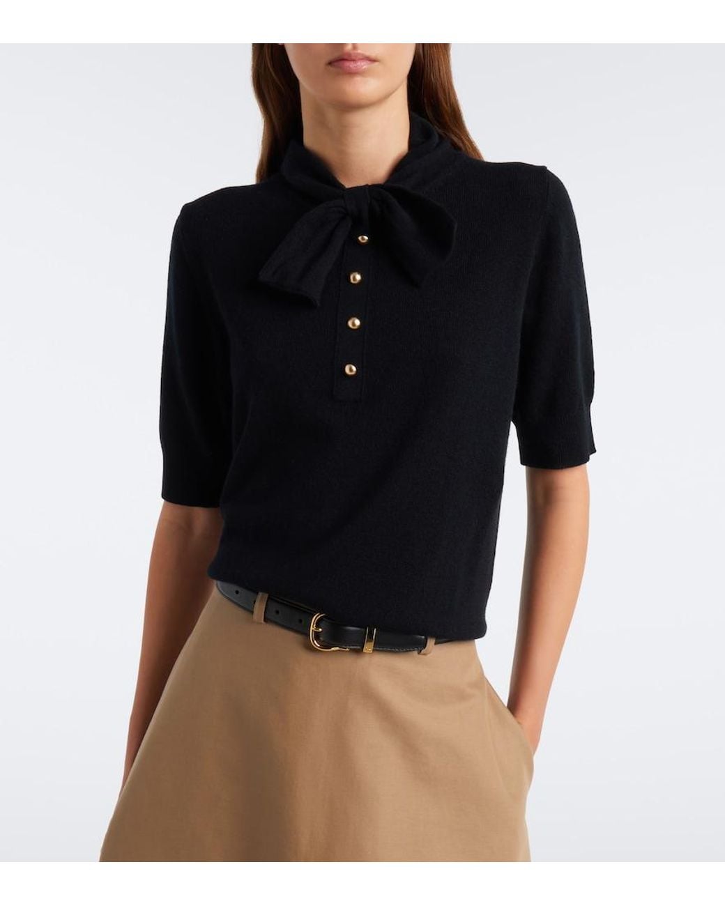 Jardin Des Orangers Black Wool And Cashmere Polo Sweater