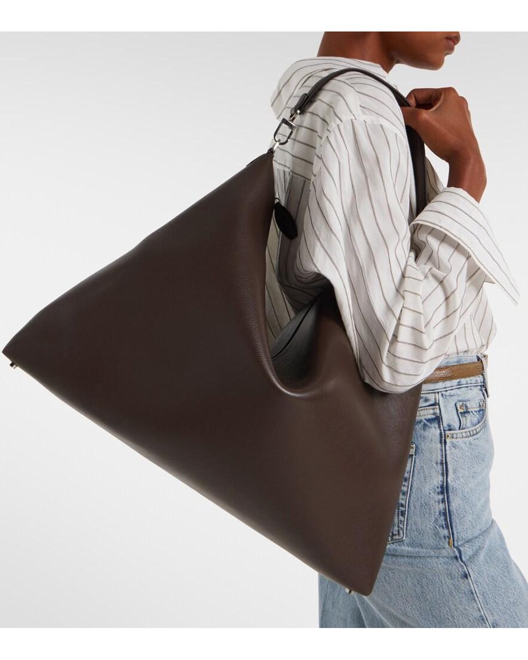 Totême  Black Bevel Leather Tote Bag