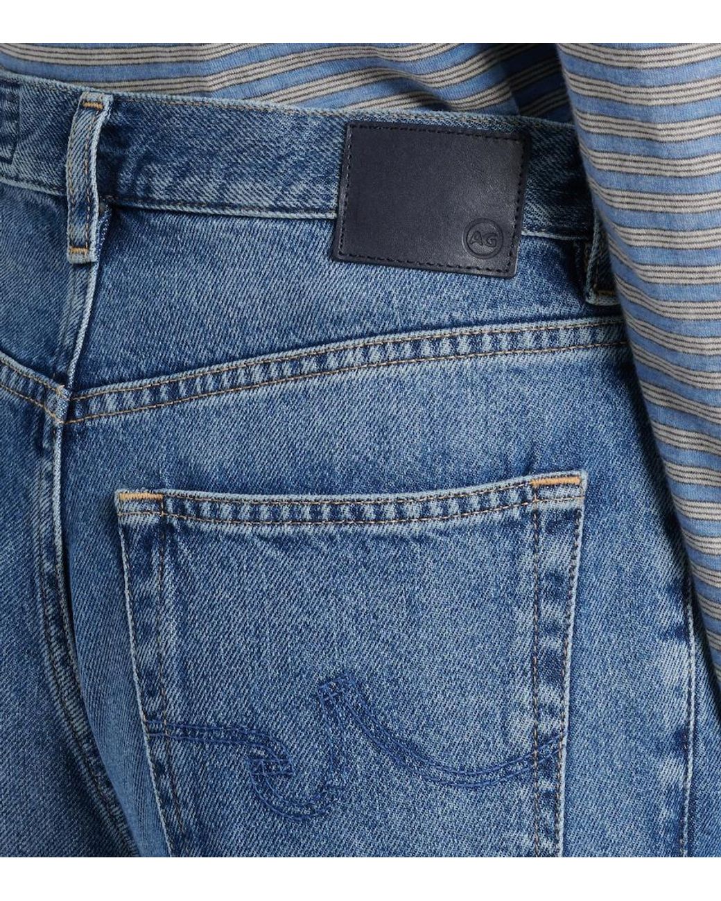 AG Jeans Blue Kora Mid-Rise Wide-Leg Jeans