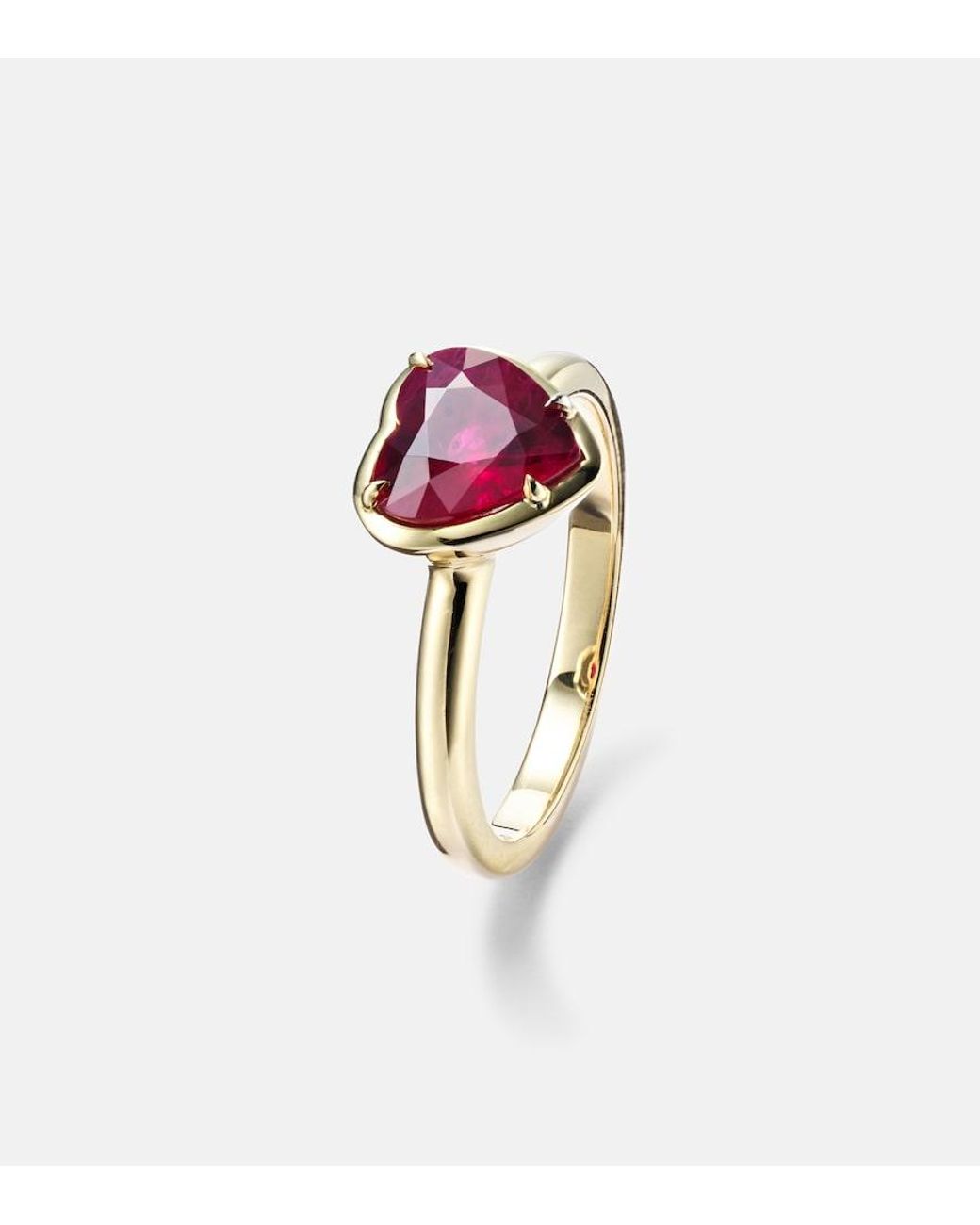 Anita Ko White Heart 18Kt Ring With Ruby