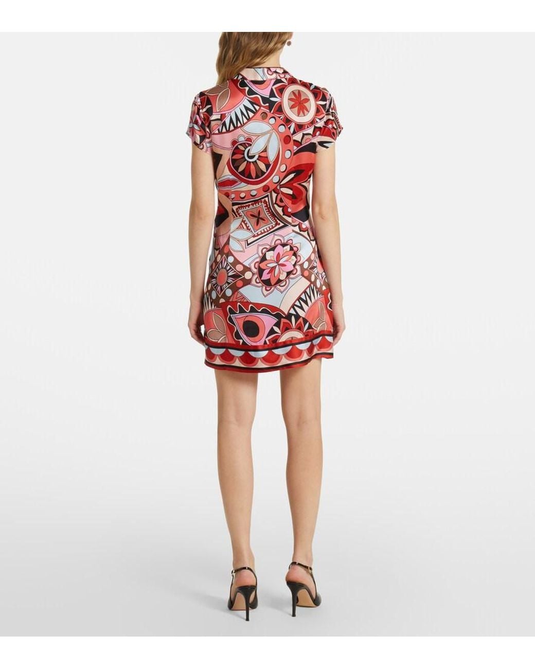 Rixo Red Printed Silk Minidress