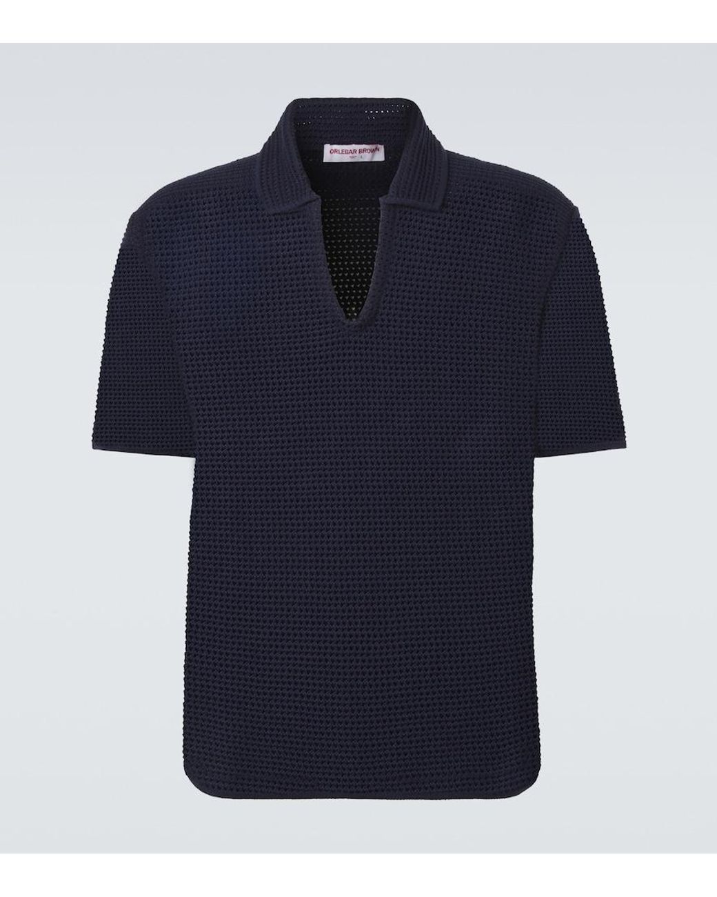 Orlebar Brown Blue Batten Crochet Cotton Polo Shirt for men