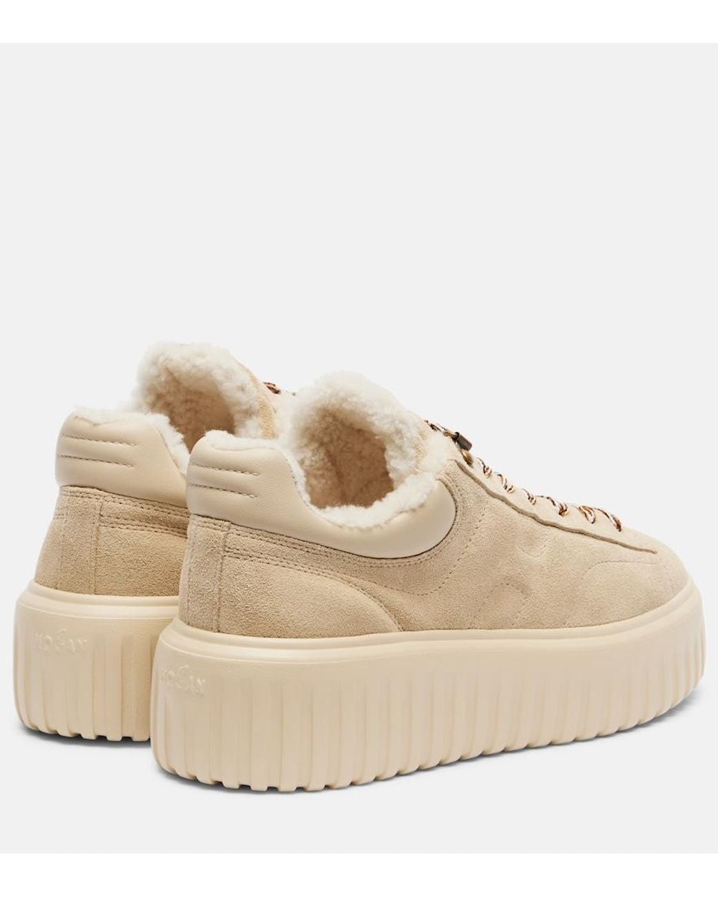 Hogan Natural H-Stripes Suede Platform Sneakers