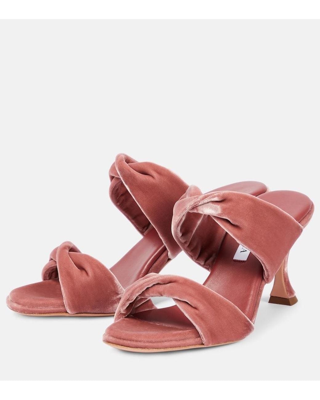 Aquazzura Red Twist 95 Velvet Mules