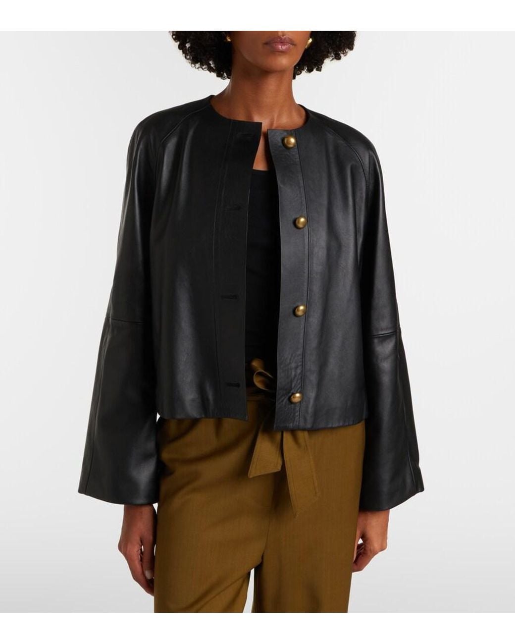 Max Mara Black Bouquet Leather Jacket