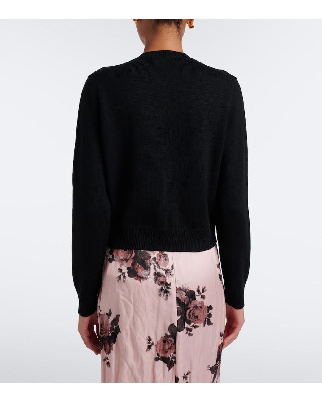 Erdem Black Embellished Wool Cardigan