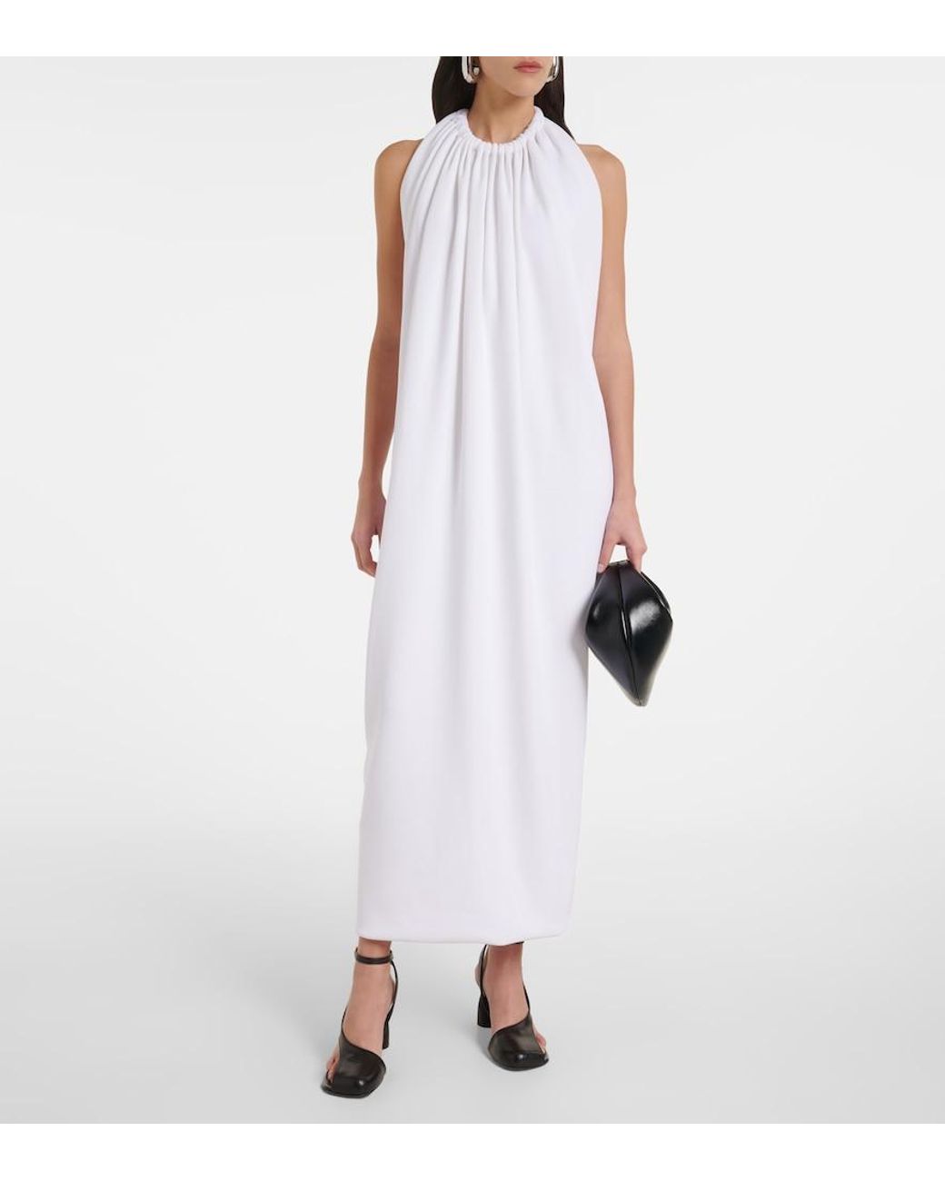 Sportmax White Alceste Draped Halterneck Maxi Dress