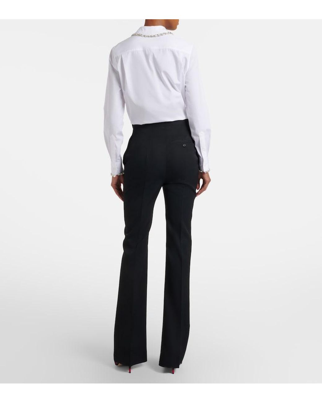 McQueen Black Wool Bootcut Pants