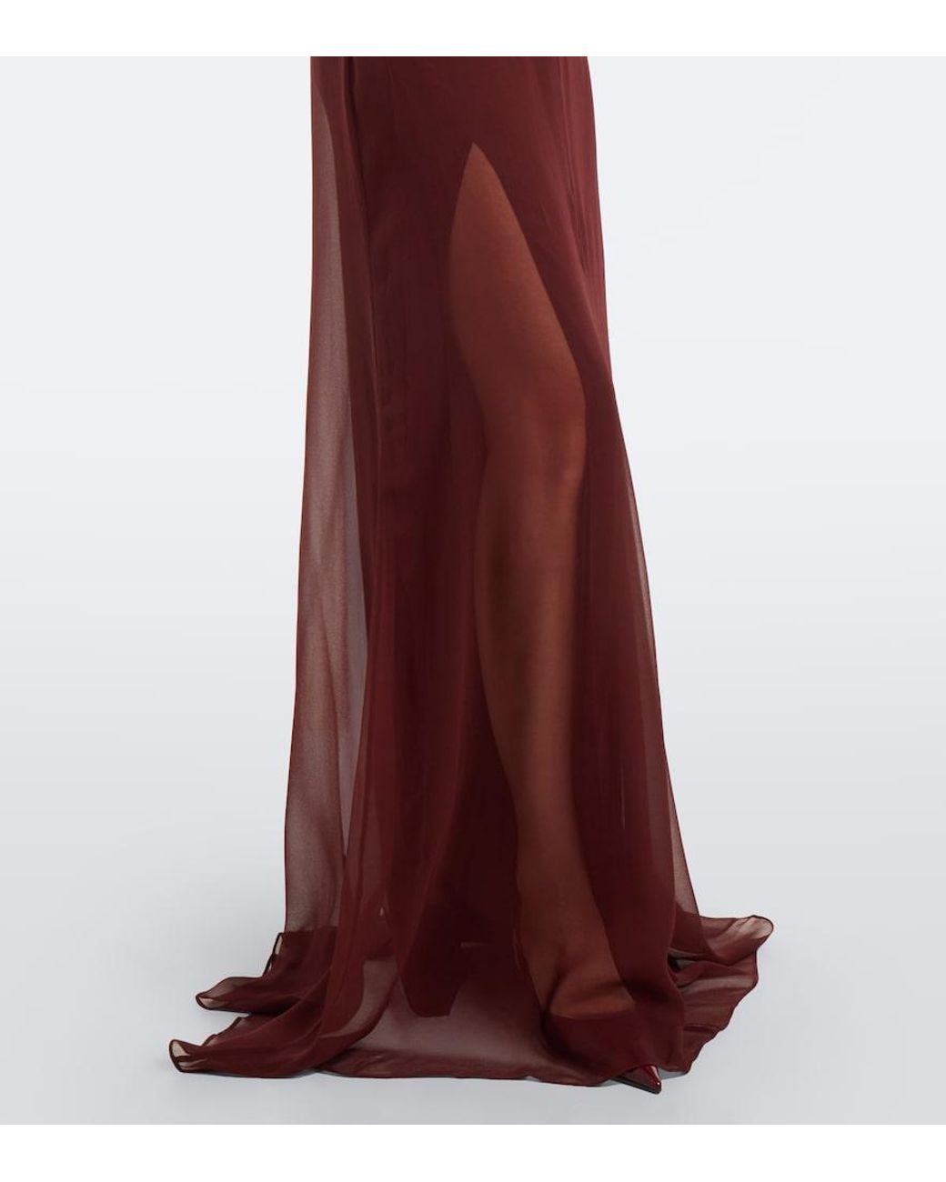 The Sei Red Draped Silk Chiffon One-Shoulder Gown