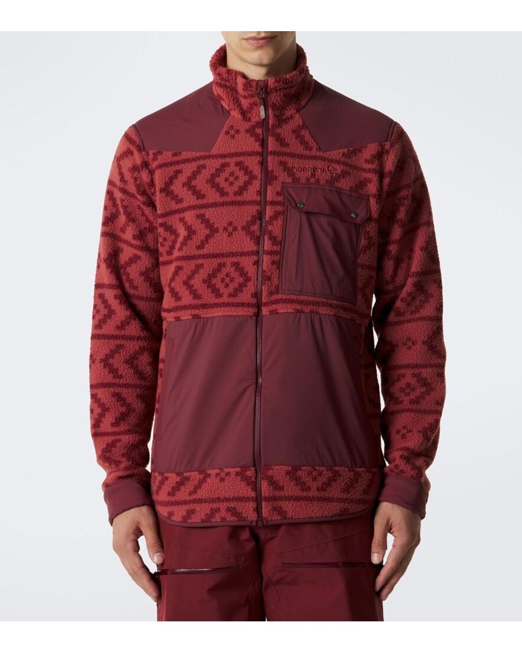 Norrona Red Tamok Printed Fleece Jacket for men