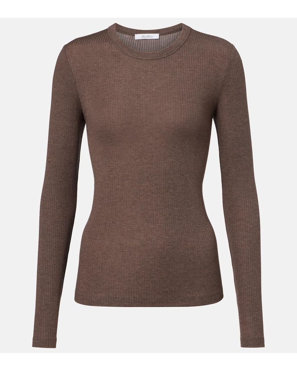 Max Mara Brown Ribbed-Knit T-Shirt