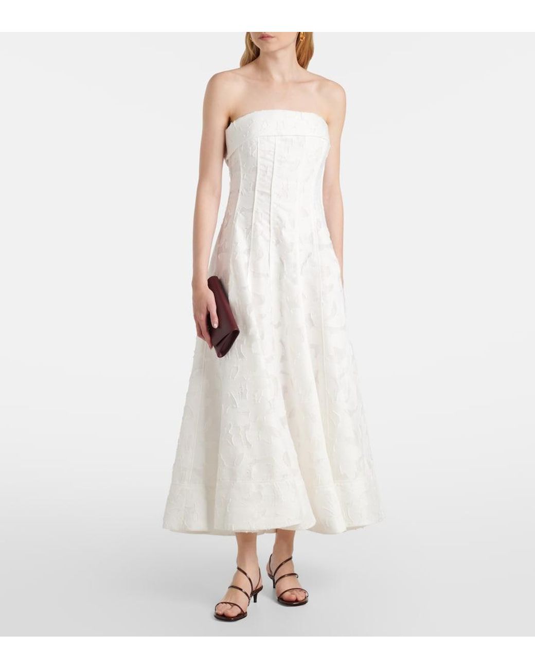 Jonathan Simkhai White Imogen Jacquard Bustier Dress