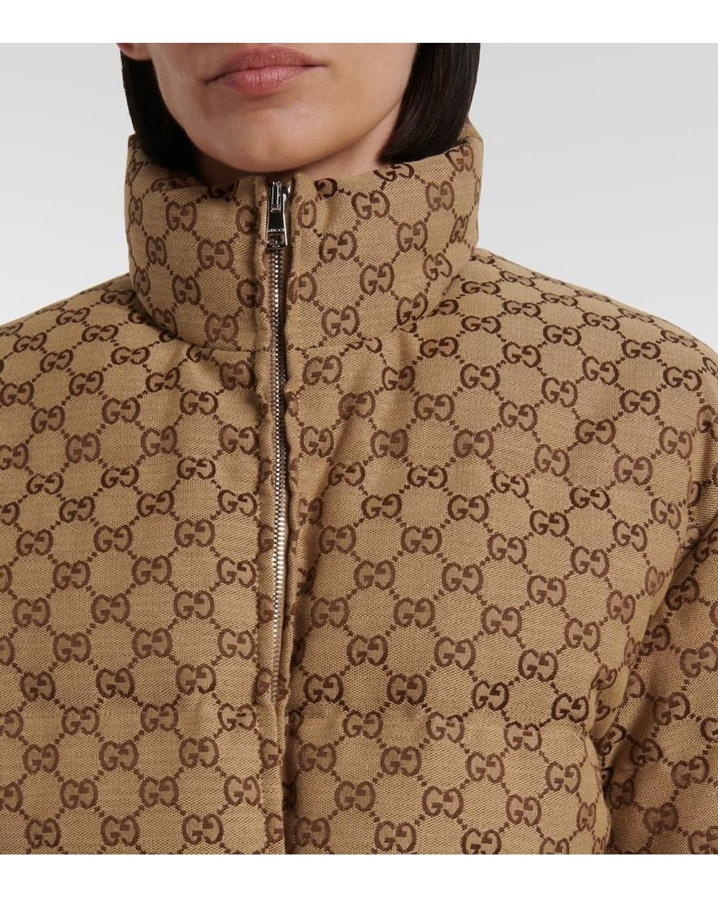 Gucci Brown Gg Canvas Down Jacket