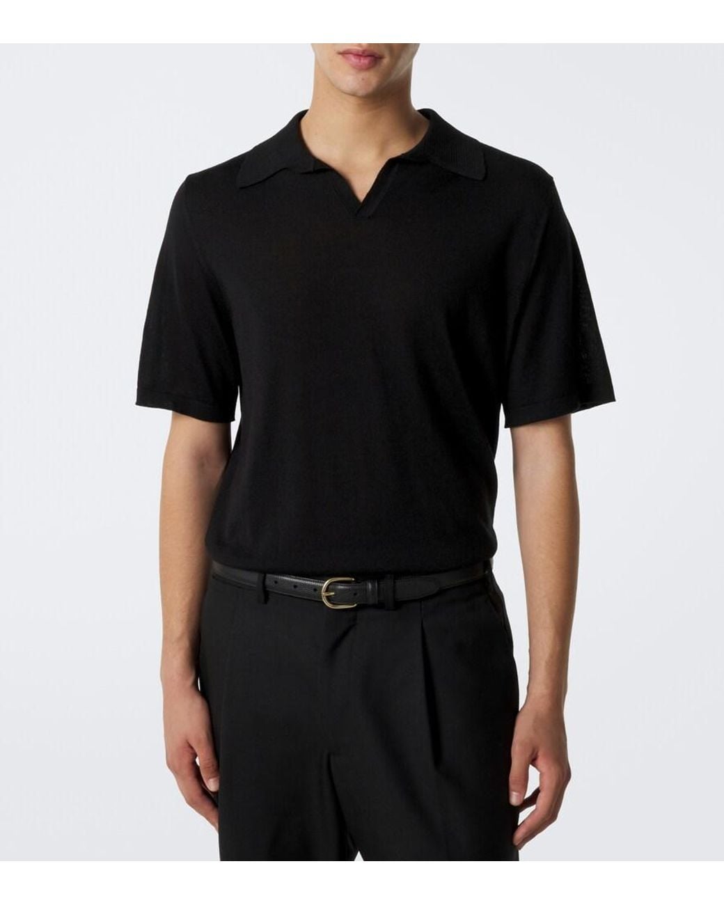 Saman Amel Black David Cashmere And Silk Polo Sweater for men