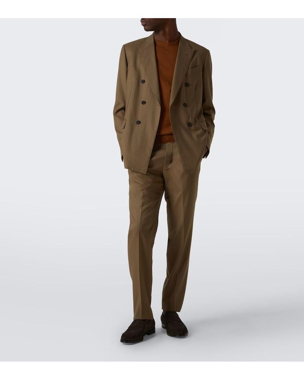 Zegna Brown Suede Penny Loafers for men