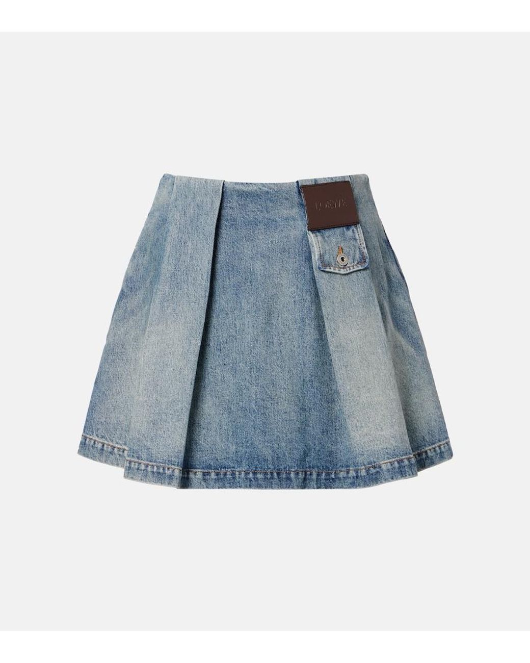Loewe Blue Pleated Denim Miniskirt