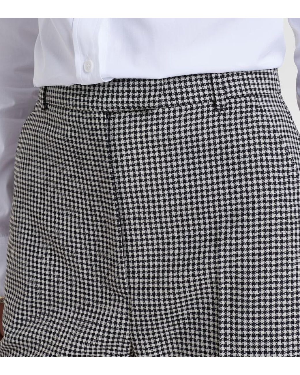 McQueen Gray Gingham Wool Wide-Leg Pants