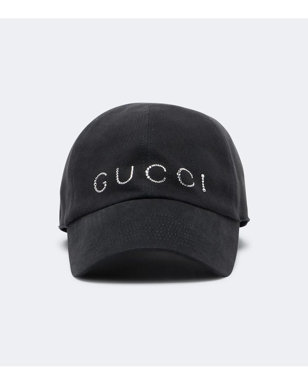 Gucci Black Embellished Logo Cotton-Blend Baseball Cap