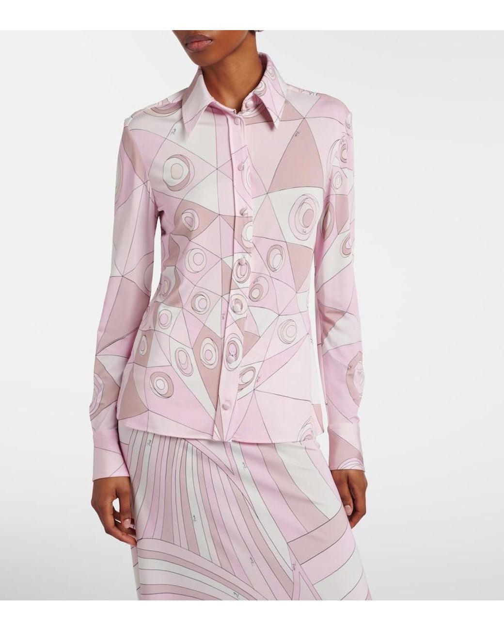 Emilio Pucci Pink Occhi Satin Jersey Shirt