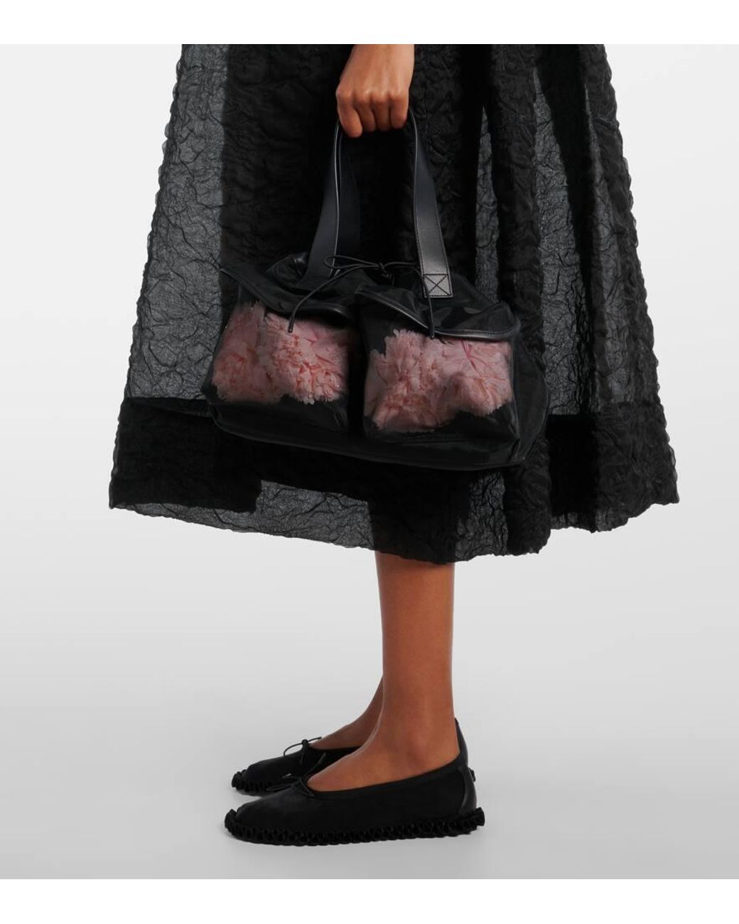 【Simone Rocha】 Carnation Pocket leather-trimmed tote bag Carnation Pocket leather-trimmed tote bag in black - Simone