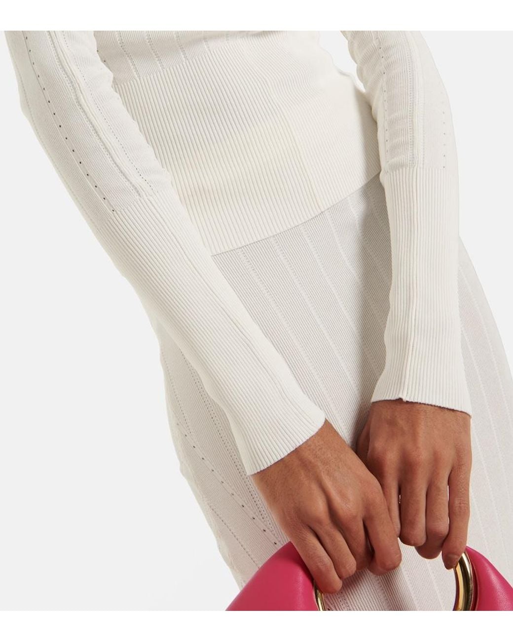 Jacquemus White Matte Ribbed Viscose T-Shirt