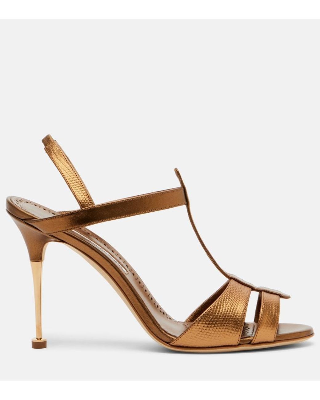 Manolo Blahnik Brown Retaux 105 Leather Slingback Sandals