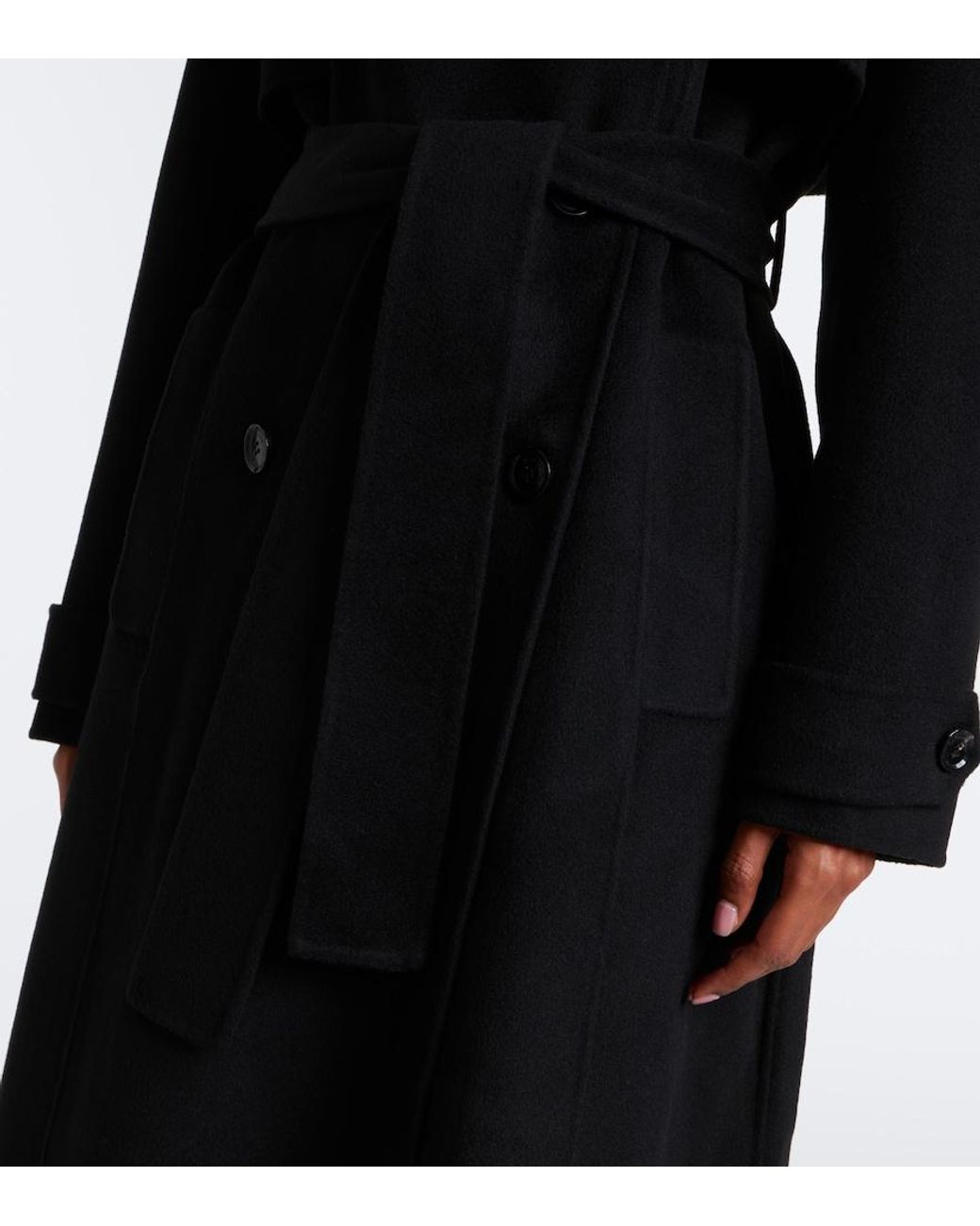 Frankie Shop Black Nikola Padded Wool And Cashmere Trench Coat