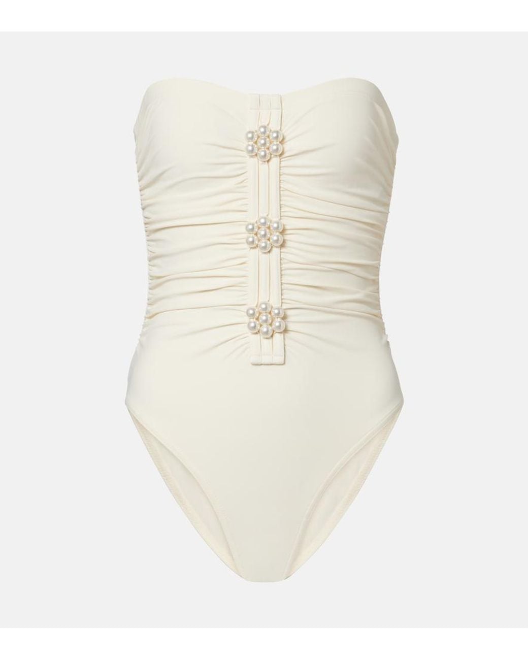 Karla Colletto White Maya Embellished Swimsuit