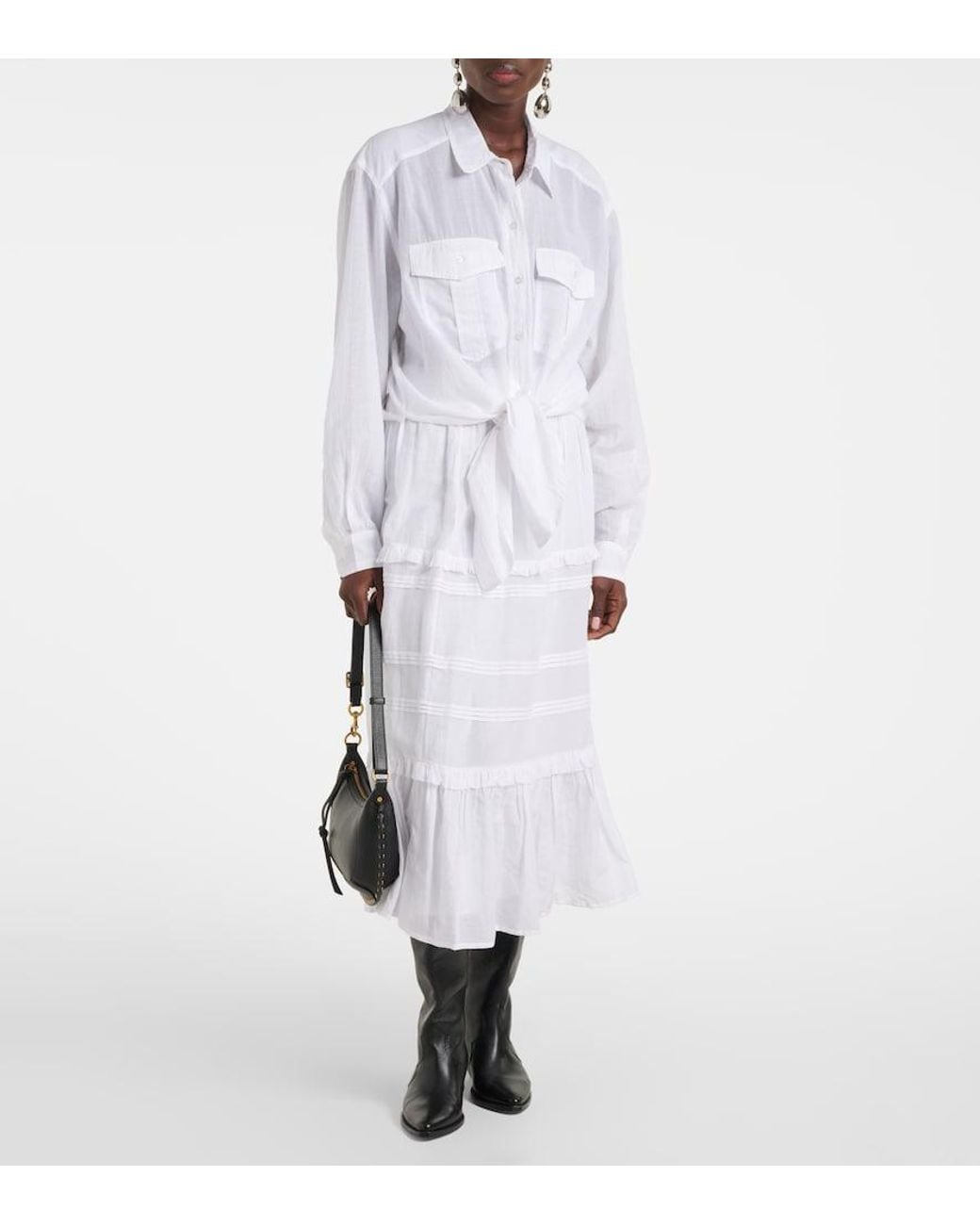 Isabel Marant White Nath Cotton-Blend Top