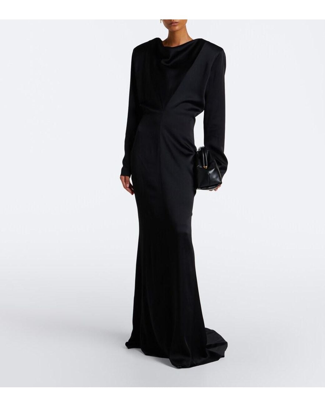 Stella McCartney Black Draped Satin Gown